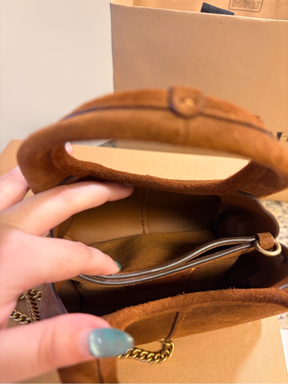 Coach Lana 19 in Warm Brown Suede - Picture 5 of 9